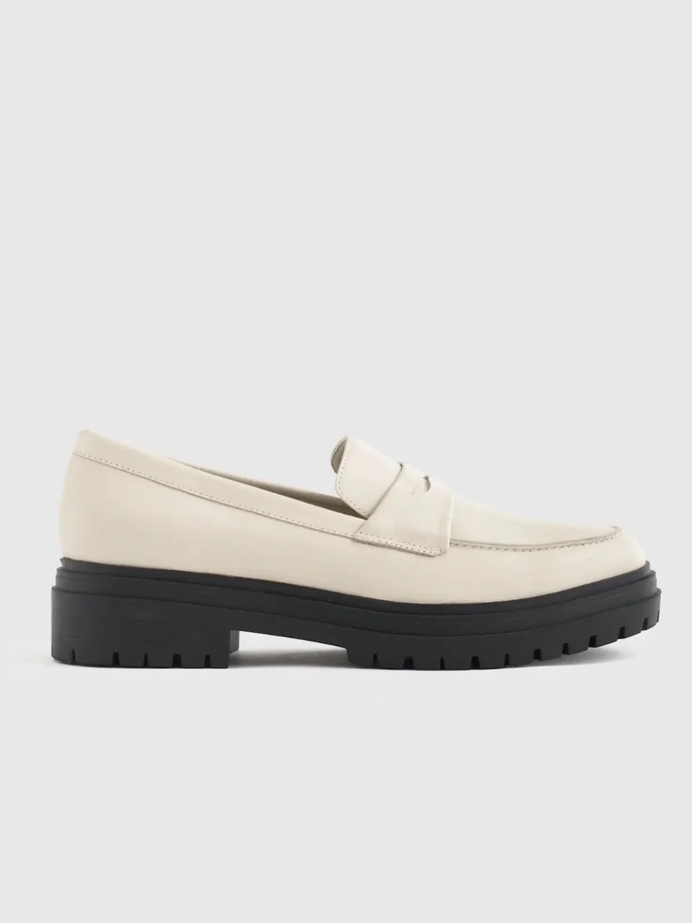 Quince Women's Cream Leather Lug-Sole Loafers